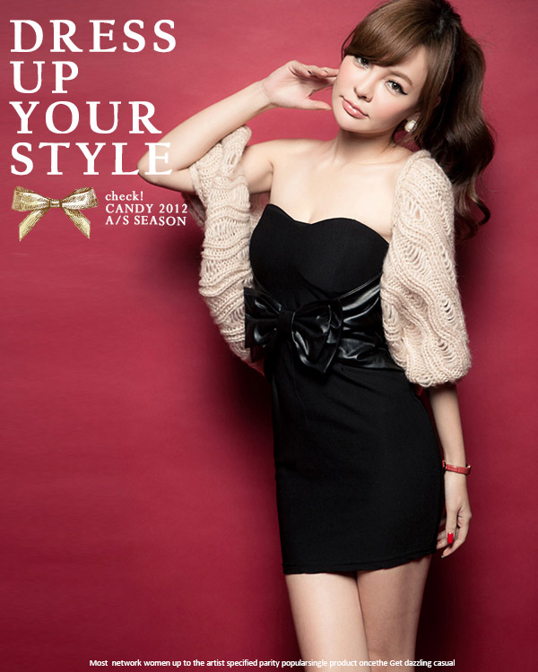 Anna 2013 luminous leather bow dress skirt sexy tube top one-piece dress