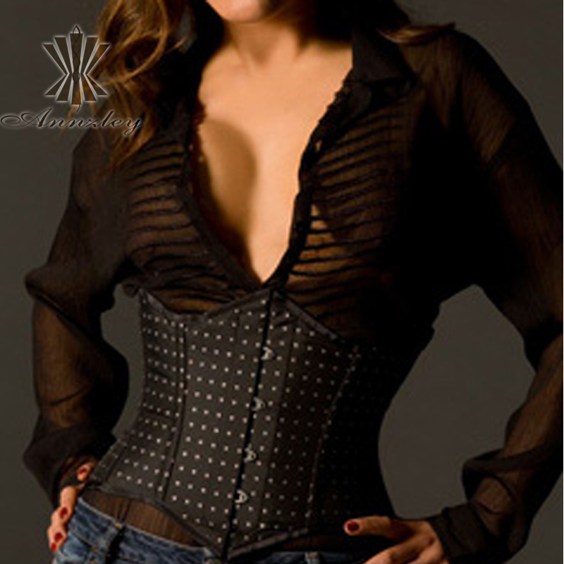Annzley tiebelt corset black short design shapewear a15018 vintage