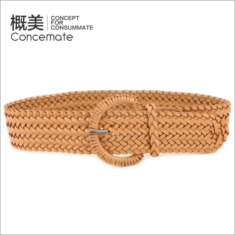 Anti-allergic handmade bag buckle ultra wide knitted belt women's cummerbund genuine leather strap casual female c263
