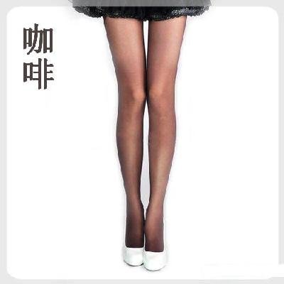 Anti-hook wire transparent sexy cored stockings / tights - brown