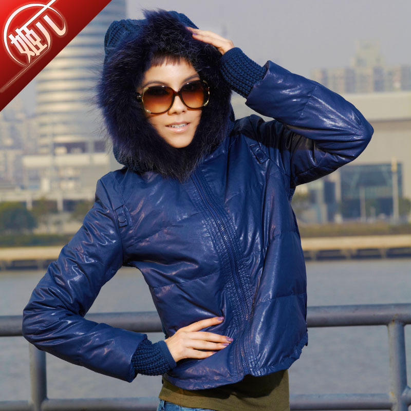 Anti season leather clothing pew outerwear 2012 motorcycle jacket leather clothing women's thickening plus size down coat 11g001