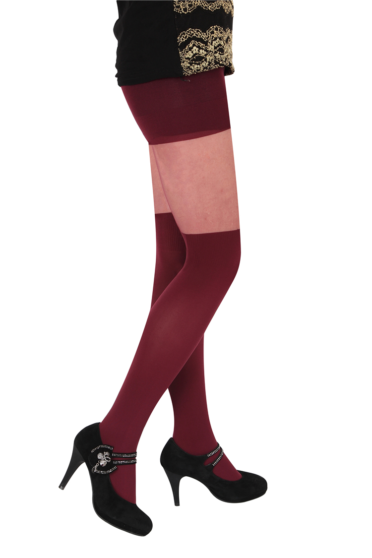 Anti-snagging stockings velvet burgundy stitching fake thigh stockings false anti-snagging Gaotong rompers silk