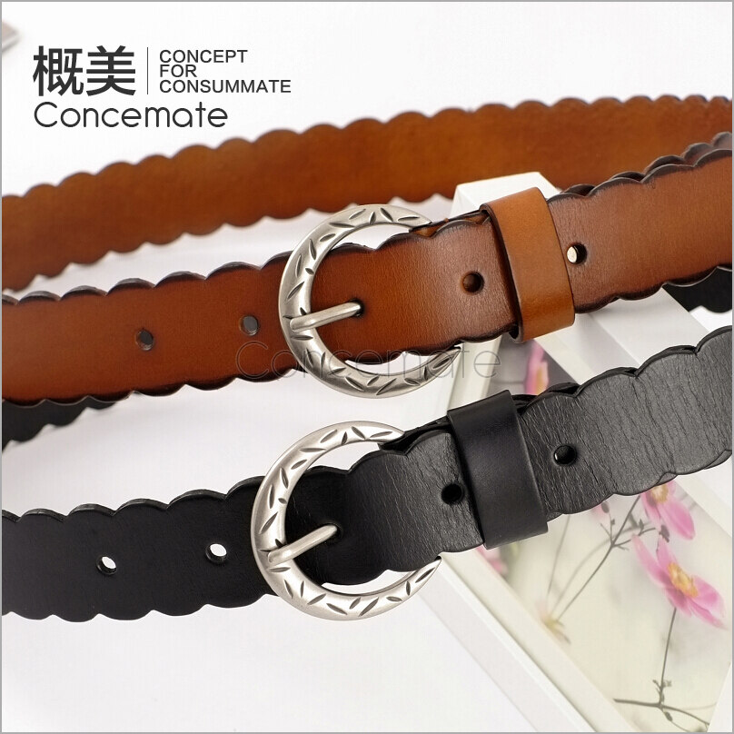 Antique silver sculpture buckle first layer of cowhide strap genuine leather belt women's unisex strap handsome all-match