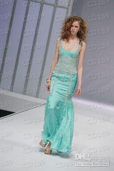Any size *HOT* Beautiful spaghetti straps applique floor-length Formal Gowns