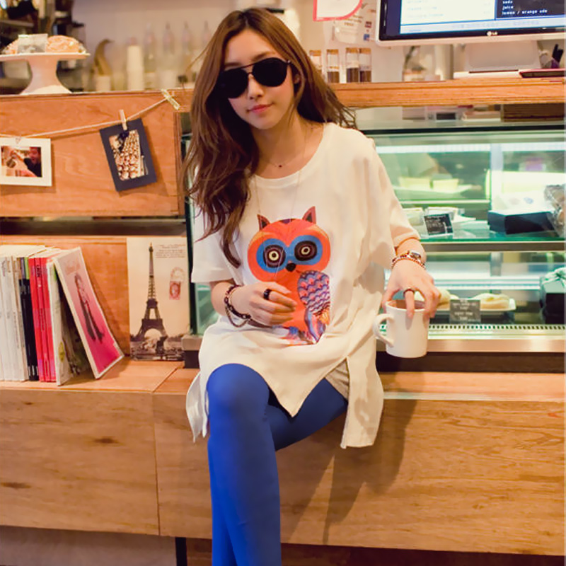 Anya fashion maternity clothing 100% cotton owl maternity t-shirt loose short sleeve length maternity top summer