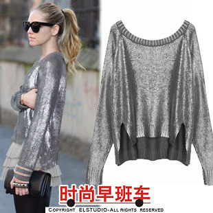 [ANYTIME] 2012 autumn hot-selling fashion plus size paint irregular loose pullover long-sleeve sweater female kn506