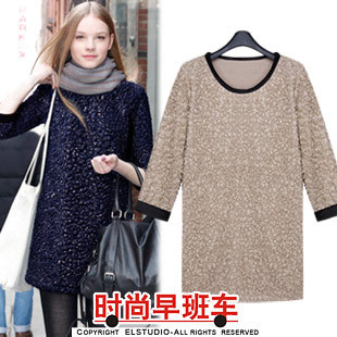 [ANYTIME] 2012 brief fashion bronzier woolen three quarter sleeve medium-long pullover sweater kn680