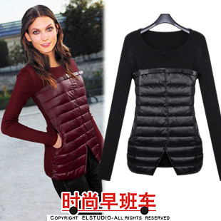 [ANYTIME] 2012 fashion slim down knitted patchwork belt knitted sweater female te1512