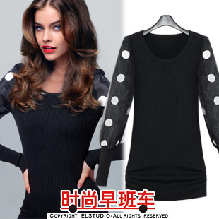 [ANYTIME] 2012 fashion slim elastic medium-long basic sweater lantern sleeve te1507