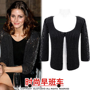 [ANYTIME] 2012 fashion star style high quality handmade all-match short design rivet short jacket jk827