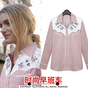 [ANYTIME] 2012 national trend embroidery colorant match all-match shirt female bl805