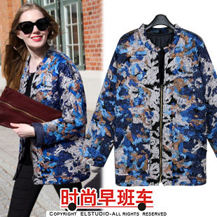 [ANYTIME] 2012 vintage stereoscopic tweed fabric wadded jacket cotton-padded jacket zipper outerwear jk862