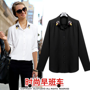 [ANYTIME] 2012 winter formal ol beading thickening long-sleeve basic shirt female bl757