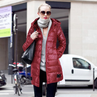 [ANYTIME] Autumn and winter fashion lotus root long design with a hood thermal down coat jk323