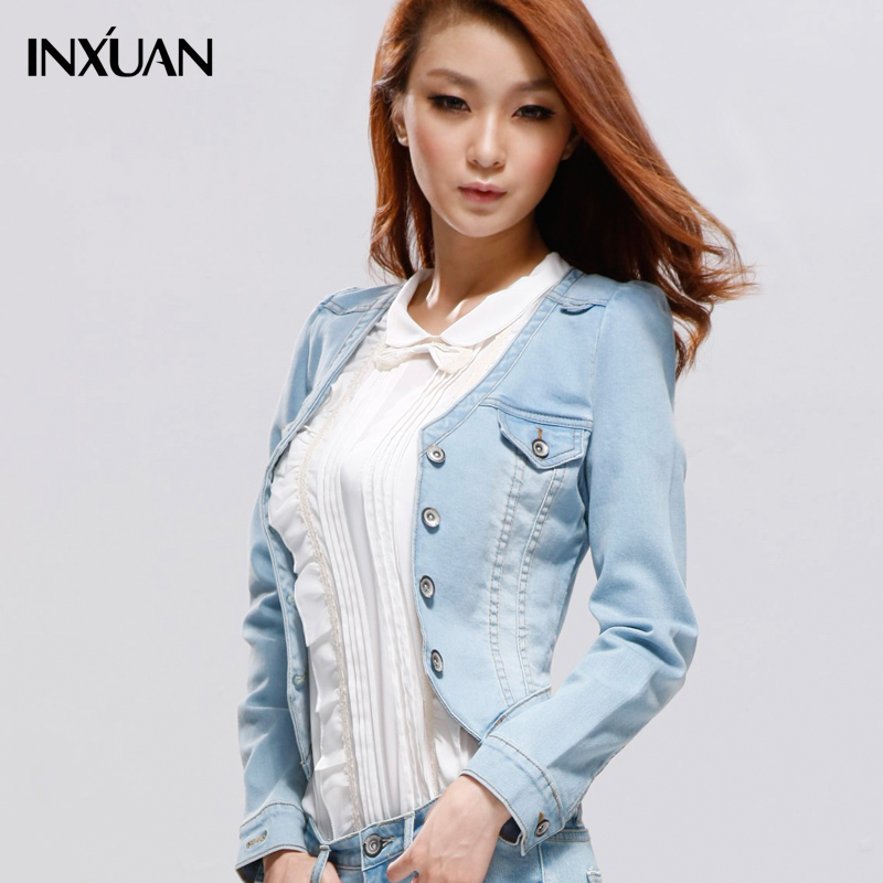 [ANYTIME] Denim outerwear female long-sleeve short design top women's all-match ol 2013 spring