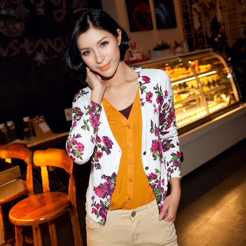 [ANYTIME] Elegant flower cardigan women cardigan