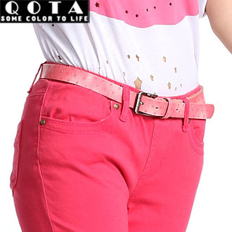 [ANYTIME] Flower fashion genuine leather thin belt school wear strap female red trend all-match belt