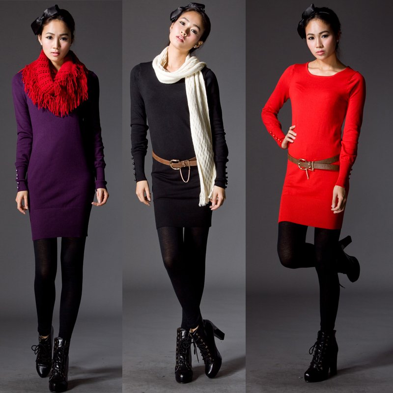 [ANYTIME] New Fashion 2012 autumn / Elegant all-match ! medium-long knitted sweater