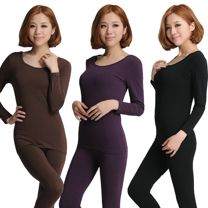 [ANYTIME] Original Lemiyang Brand - Women's Modal Long Johns Set / Lady Thin Thermal Underwear Set O-neck basic