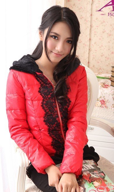 [ANYTIME]Original Yusha Brand - 2012 Women's Female Rabbit Fur Sweet Lace Decoration Hoodie Short Design Down Coat-Free Shipping