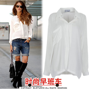 [ANYTIME] Women's 2012 autumn fashion loose V-neck long-sleeve shirt bl55