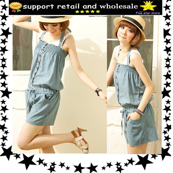 approve retail women cute bowtie jumper off shouler overall casual romper mix order  (LD0083-1)