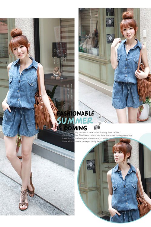 approve retail women cute bowtie jumper off shouler overall casual romper mix order  (LD1305-2)