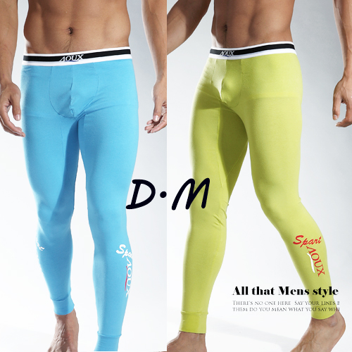 Aqux male long johns fashion low-waist sexy tight thermal legging male print solid color new arrival