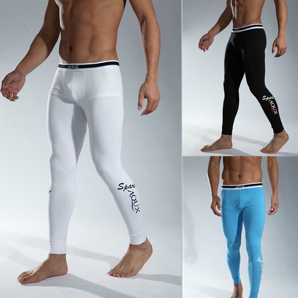 Aqux male long johns low-waist sexy 100% cotton legging underpants thin thermal