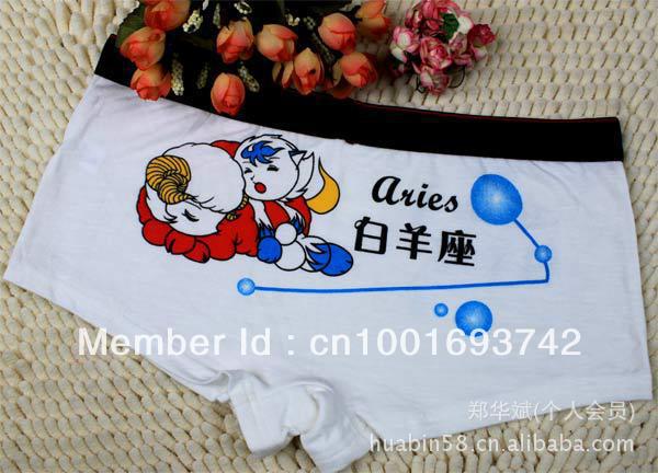 Aries - 5pcs/lot Women's Cartoon Constellation modal Boxers cotton Briefs underwear Aries (3/21-4/20)