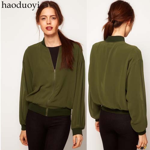 Army Green satin chiffon rib knitting cuff zipper sweater outerwear top spring and autumn 6 full free shipping
