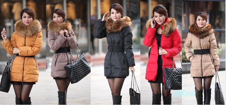 Arrival! Womens Large Fur Collar 90% Duck Down Coat Parka Long Jacket