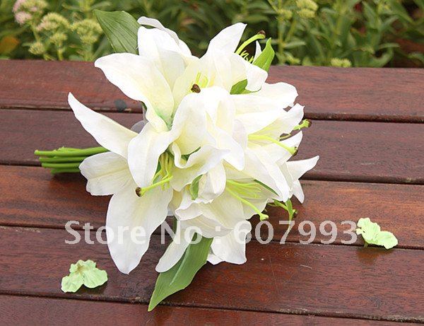 artificial lilies Bridesmaid Bouquet , wedding party Bridal flower ,home decoration silk flower ,Free shipping