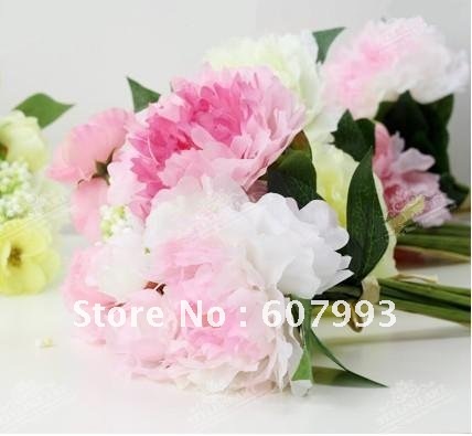artificial pink peony Bridesmaid Bouquet , wedding party Bridal flower ,home decoration silk flower ,Free shipping