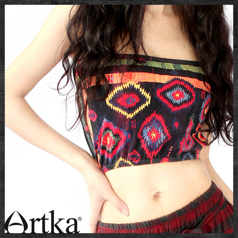 Artka akkadian classic spring multicolour digital print basic elastic knitted tube top 12 a09275