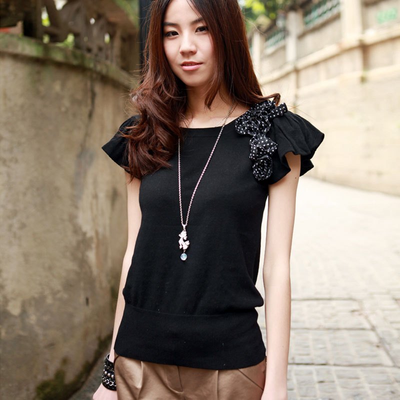 As 2012 ladies elegant corsage decoration double layer of oilfilled sweater 9055212