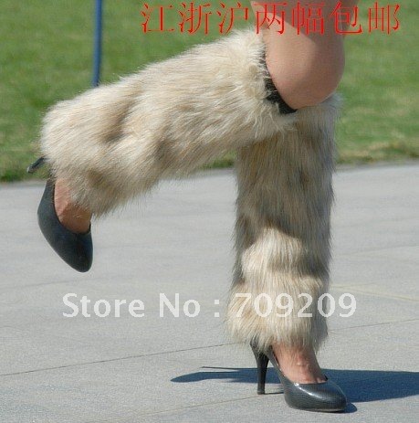 asakusa color Faux Fur Leg Warmers women's Imitation Fur Boot Covers Leather Grass Socks Christmas Gift free shipping