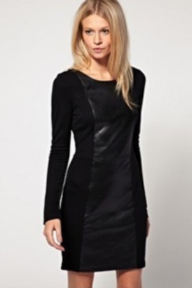 Asos patchwork women's leather skirt one-piece dress vintage basic skirt FREE SHIPPING