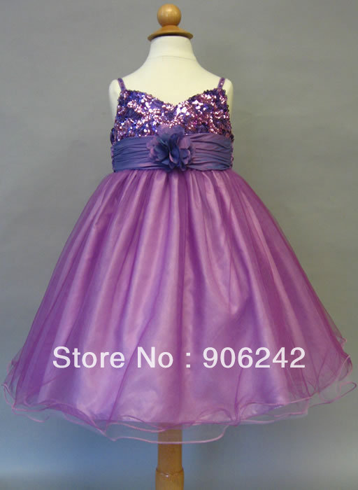Attractive Any Color Spaghetti Straps Organza Newest Bridal Flower Girl Dress LR-C2058
