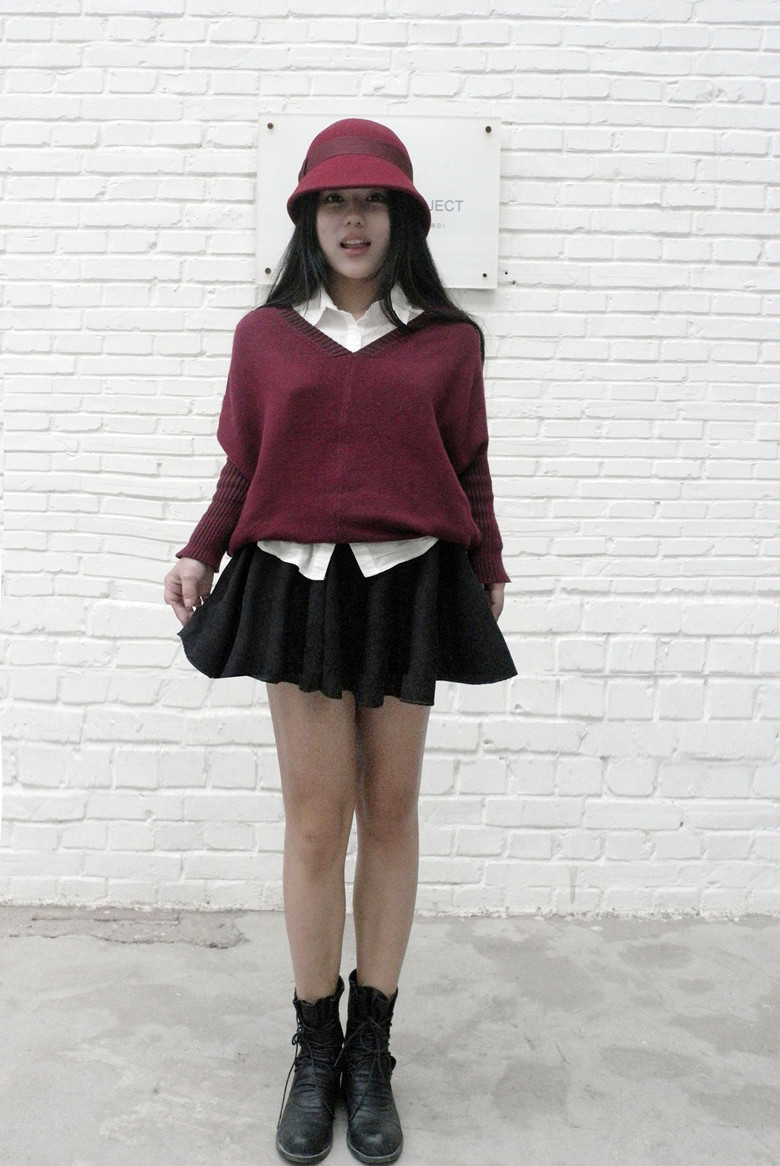 Aunt . b preppy style all-match vintage leather pleated skirt short skirt