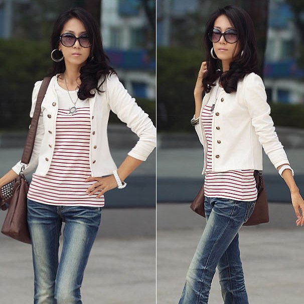 Autum Season women's solid color o-neck long-sleeve double breasted short jacket female formal costumes ladies coat,free shippin