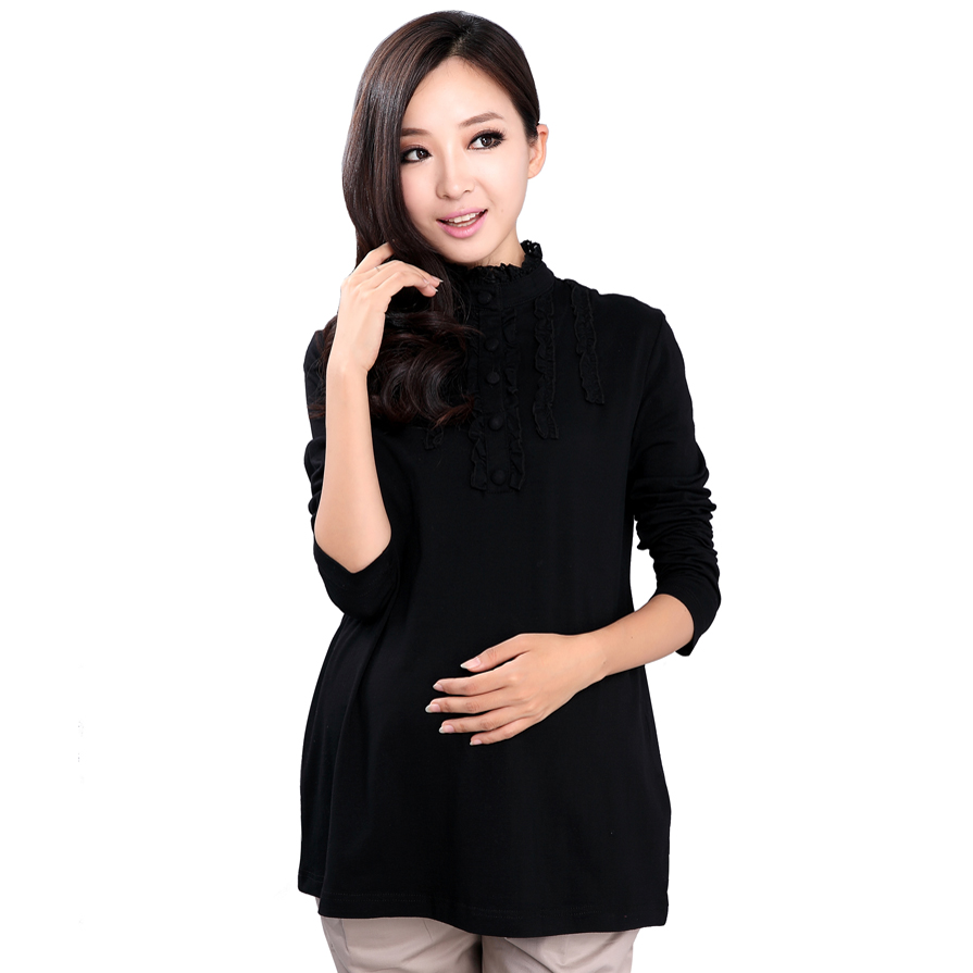 Autumn 100% cotton maternity clothing top t-shirt basic shirt basic shirt 10811