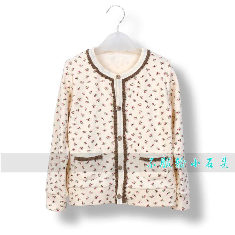 Autumn 2012 female child 100% all-match cotton long-sleeve coat small air conditioner shirt small cardigan