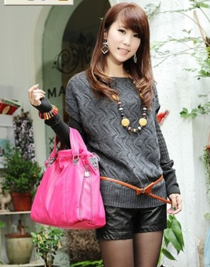 Autumn 2012 slit neckline cutout sleeveless batwing sleeve sweater women's sweater loose sweater