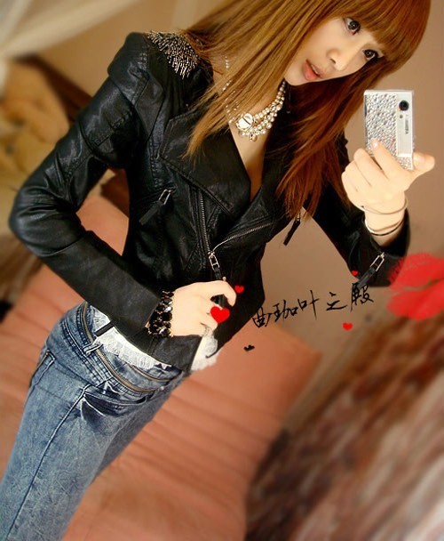 Autumn 2012 women's motorcycle leather clothing short design trench epaulette outerwear tassel leather clothing female