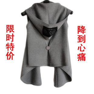 Autumn 2012 women's outerwear sweater solid color sleeveless waistcoat vest hooded cardigan