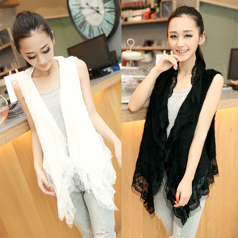 Autumn 2012 women's sweater lace ruffle cape vest sleeveless cardigan