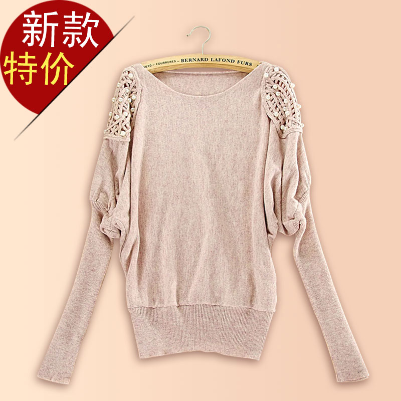 Autumn air conditioning shirt casual loose fashion handmade beading quality sweater