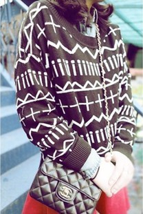 Autumn all-match puzzle o-neck loose long-sleeve sweater women's ,Free shipping