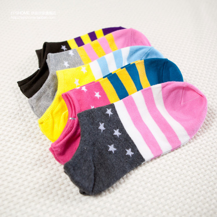 autumn and spring Sock slippers casual candy color horizontal stripe women's socks 100% cotton socks 10pairs/lot,free shipping